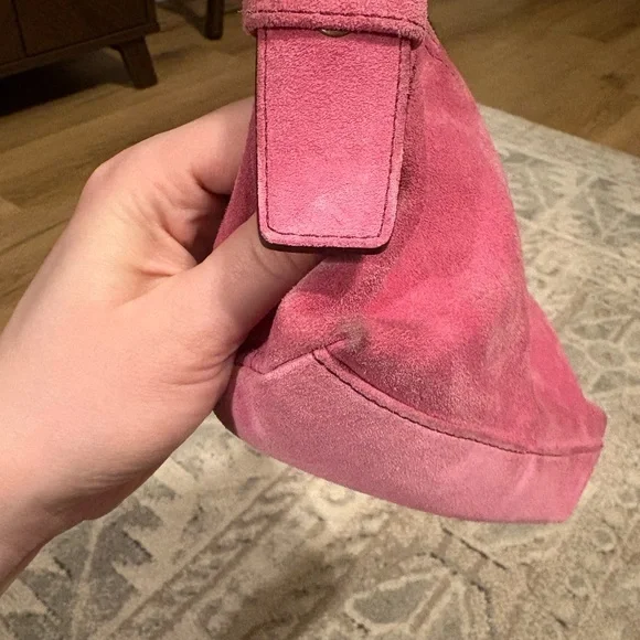 Y2K Pink Suede Coach Hamptons Demi Baguette Shoulder Bag - Picture 7 of 8